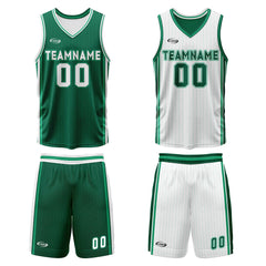 Benutzerdefinierte Grün Weiß Reversible Basketball Jersey Personalisierte Drucken Name Nummer Logo