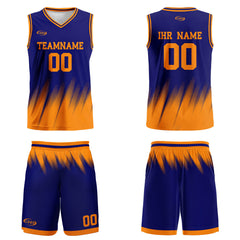 Benutzerdefinierter Blau Orange Basketball Jersey Uniform Anzug gedruckt Ihr Logo Name Nummer