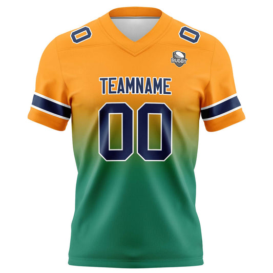 Benutzerdefinierte Orange & Grün Gradient Fußball Trikots Personalisierter Name Nummer Logo