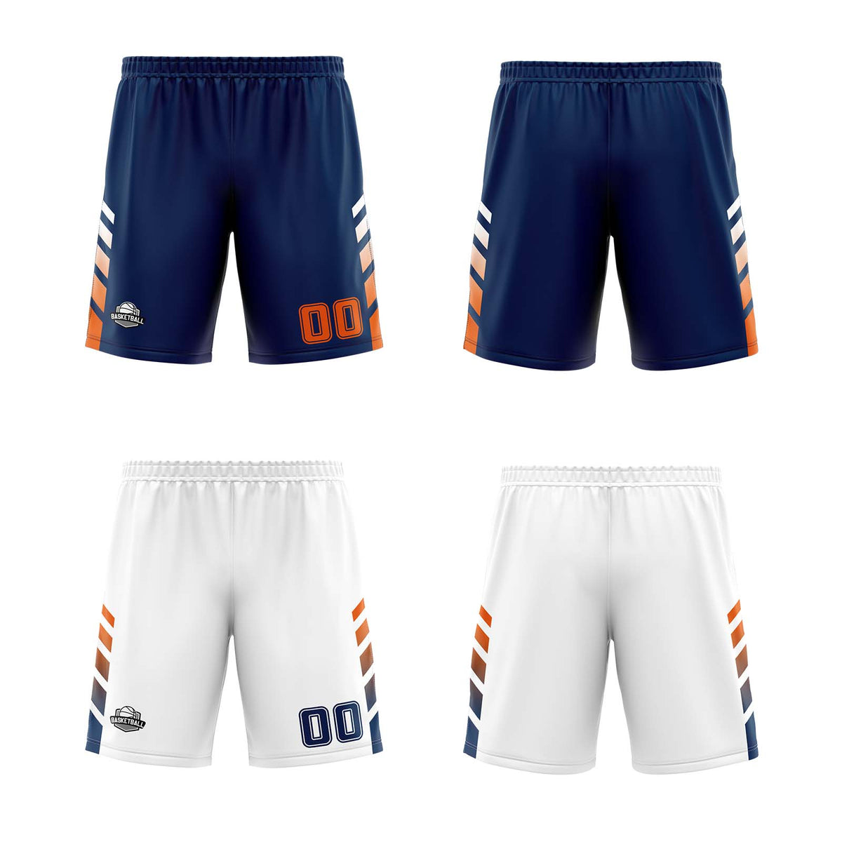 Benutzerdefinierte Marine Weiß Orange Reversible Basketball Jersey Personalisierte Print Name Nummer Logo