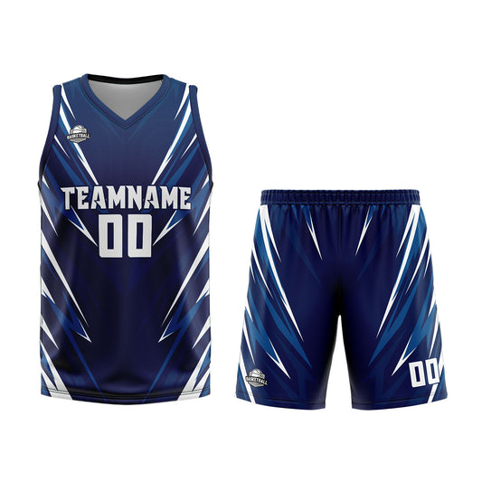 Benutzerdefinierter Dunkelblau Basketball Jersey Uniform Anzug gedruckt Ihr Logo Name Nummer