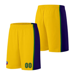 Individuelle Basketball-Jersey-Shorts für Männer und Frauen. Gestickter und gedruckter Name, Nummer und Logo Gelb