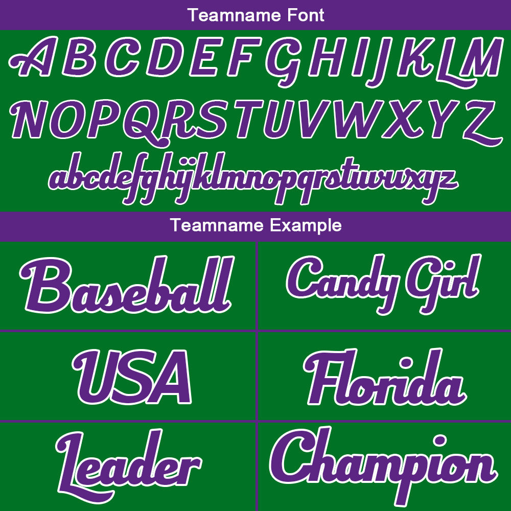 Benutzerdefinierte Authentisch Baseball-Trikot Kelly Grün- Lila
