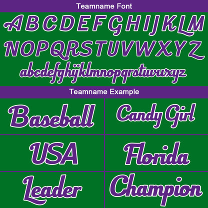 Benutzerdefinierte Authentisch Baseball-Trikot Kelly Grün- Lila