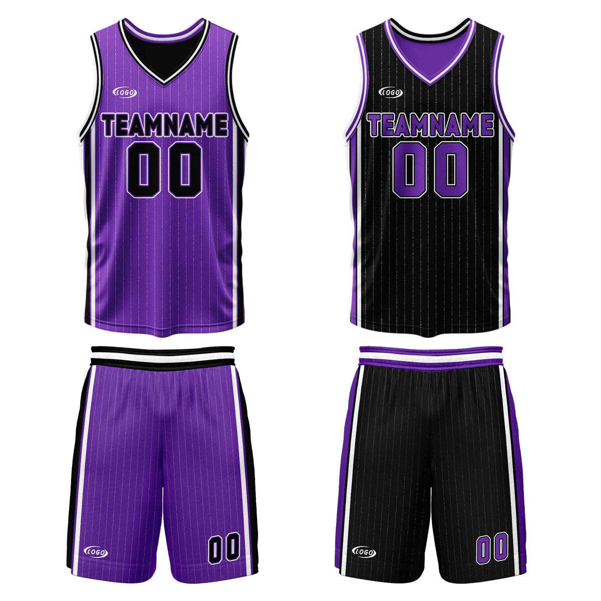 Benutzerdefinierte Lila Schwarz Reversible Basketball Jersey Personalisierte Drucken Name Nummer Logo