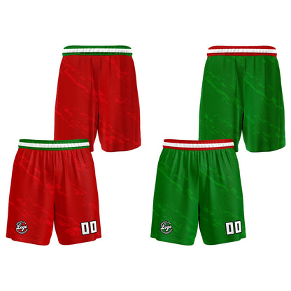 Benutzerdefinierte Rot Grün Reversible Basketball Jersey Personalisierte Print Name Nummer Logo