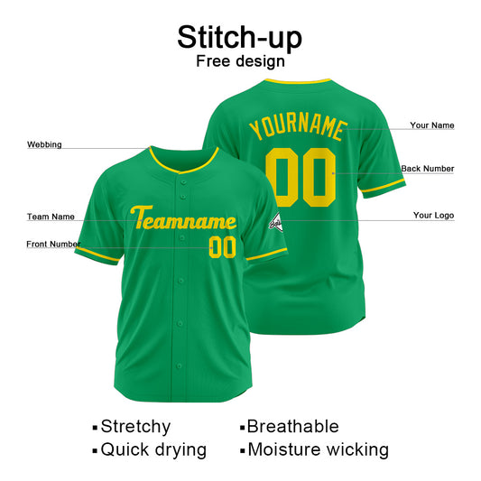 Benutzerdefinierte Authentisch Baseball-Trikot Grün Gelb