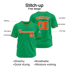 Benutzerdefinierte Authentisch Baseball-Trikot  Grün-Orange