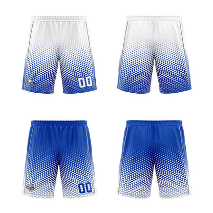 Benutzerdefinierte Weiß Blau Reversible Basketball Jersey Personalisierte Print Name Nummer Logo