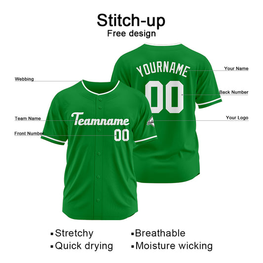 Benutzerdefinierte Authentisch Baseball-Trikot Kelly Grün-Weiß