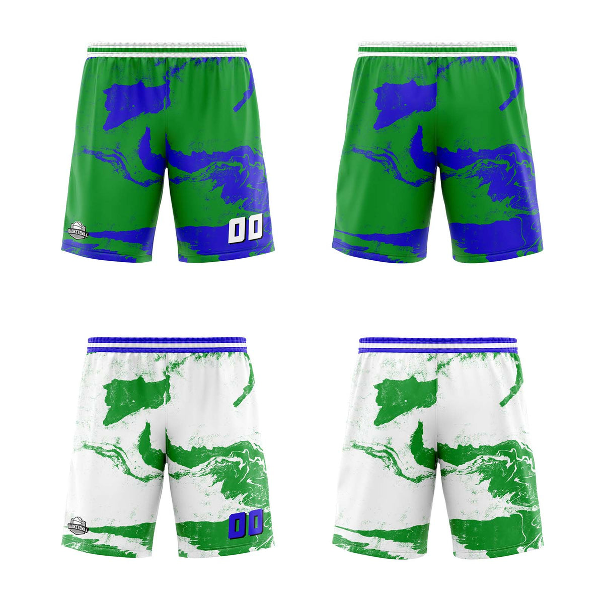 Benutzerdefinierte Grün Blau Reversible Basketball Jersey Personalisierte Print Name Nummer Logo