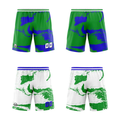 Benutzerdefinierte Grün Blau Reversible Basketball Jersey Personalisierte Print Name Nummer Logo