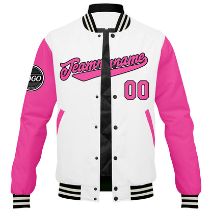 Benutzerdefinierte Verlauf Varsity-Jacke. Letterman-Jacke Pink