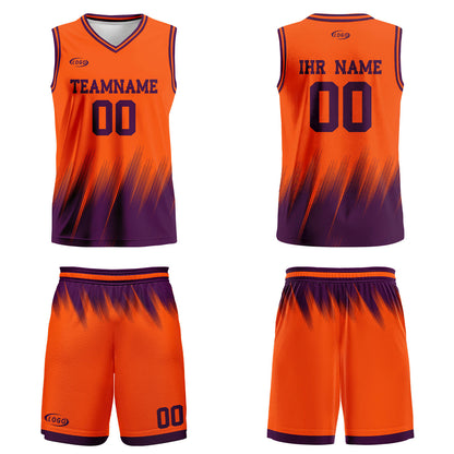 Benutzerdefinierter Orange Lila Basketball Jersey Uniform Anzug gedruckt Ihr Logo Name Nummer