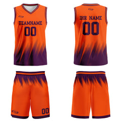 Benutzerdefinierter Orange Lila Basketball Jersey Uniform Anzug gedruckt Ihr Logo Name Nummer