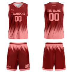 Benutzerdefinierter Rot Pink Basketball Jersey Uniform Anzug gedruckt Ihr Logo Name Nummer