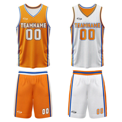 Benutzerdefinierte Orange Weiß Blau Reversible Basketball Jersey Personalisierte Drucken Name Nummer Logo