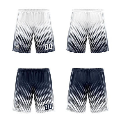 Benutzerdefinierte Weiß Marine Grau Reversible Basketball Jersey Personalisierte Print Name Nummer Logo