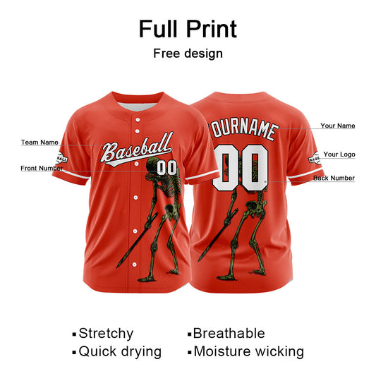 Benutzerdefinierte Baseball Jersey Personalisierte Baseball Shirt genäht und Druck Orange