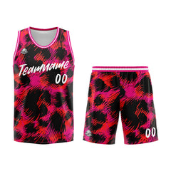 Benutzerdefinierter Basketball Jersey Uniform Anzug gedruckt Ihr Logo Name Nummer Rosa Leopardenmuster