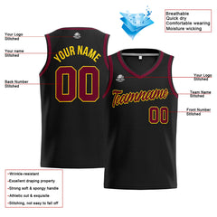 Benutzerdefinierte Authentisch  Basketball Trikot Schwarz-Burgund