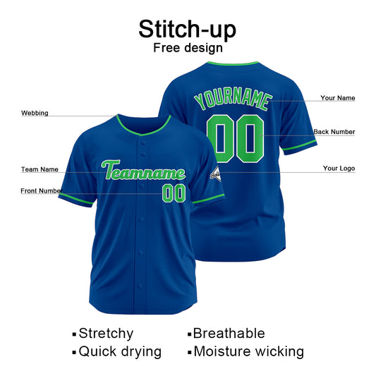 Benutzerdefinierte Authentisch Baseball-Trikot Royal-Grün