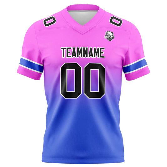 Benutzerdefinierte Rosa & Blau Gradient Fußball Trikots Personalisierter Name Nummer Logo