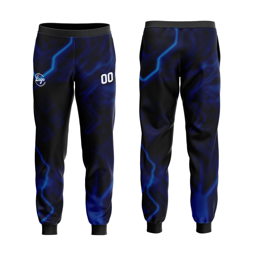 Benutzerdefiniert Schwarz Blau Tarnung Sport Jersey Satz Trainingsanzug Zur Seite fahren Kapuzenpullover Oberteile und Hose Satz Königlich