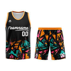 Benutzerdefinierter Basketball Jersey Uniform Anzug gedruckt Ihr Logo Name Nummer Schwarz&Orange