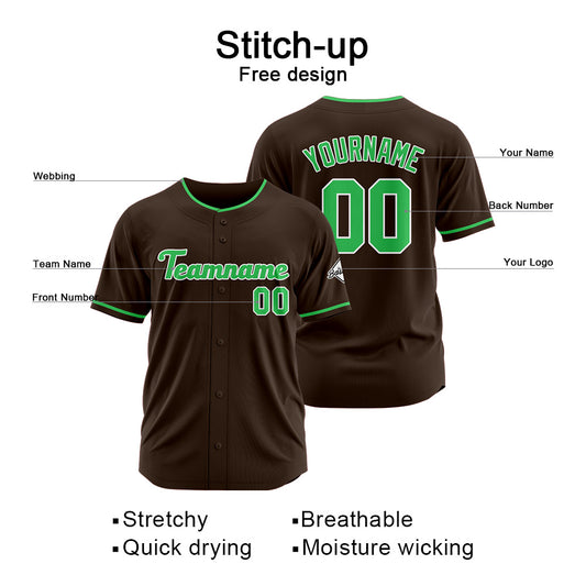 Benutzerdefinierte Authentisch Baseball-Trikot Braun-Grün