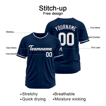 Benutzerdefinierte Authentisch Baseball-Trikot Marine-Weiß