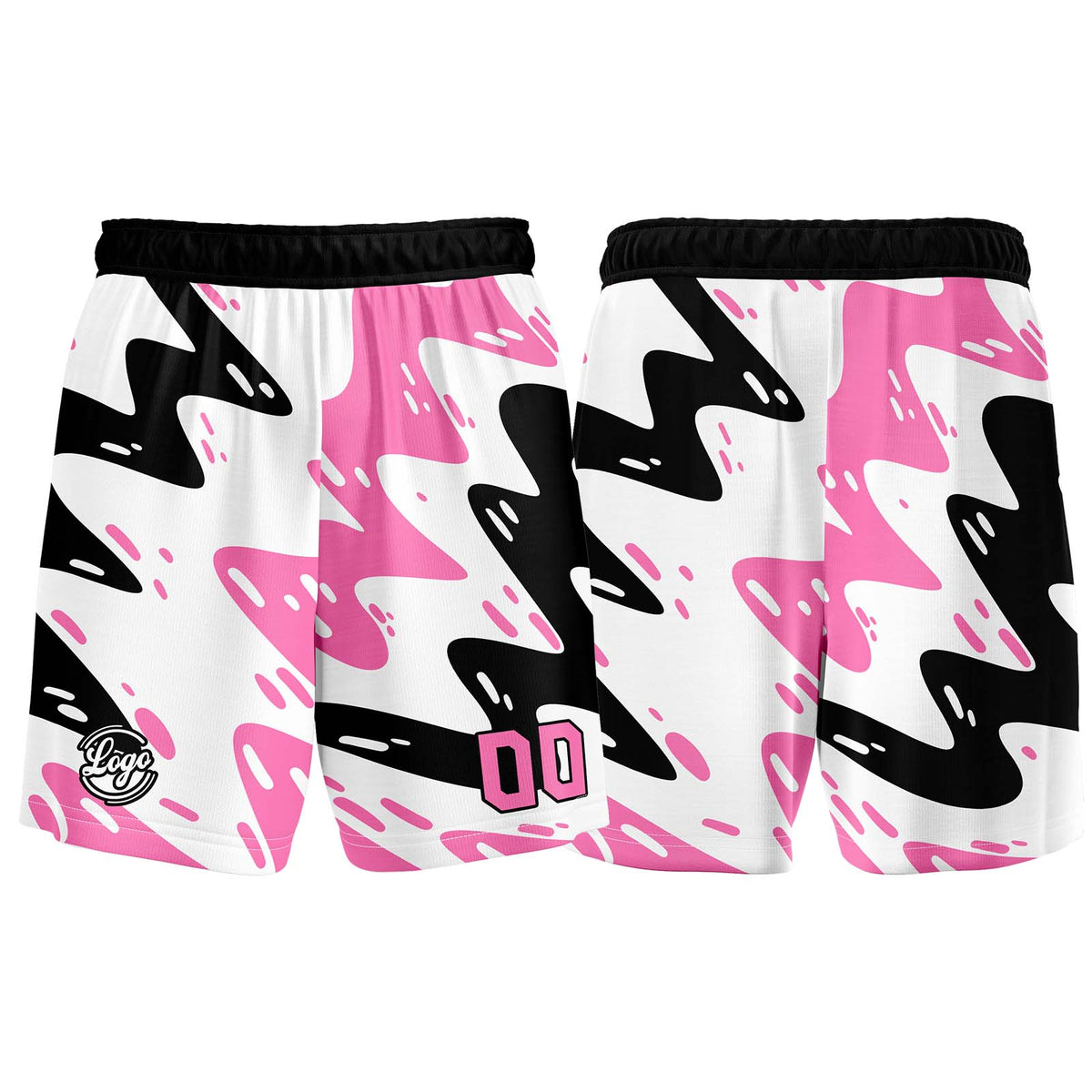 Benutzerdefinierter Weiß Schwarz Rosa Basketball Jersey Uniform Anzug gedruckt Ihr Logo Name Nummer
