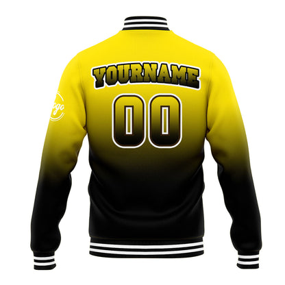 Benutzerdefinierte Verlauf Varsity-Jacke. Letterman-Jacke Gelb Schwarz