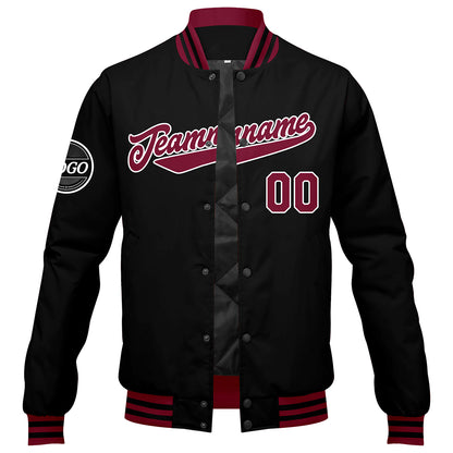 Benutzerdefinierte Verlauf Varsity-Jacke. Letterman-Jacke Karminrot Schwarz