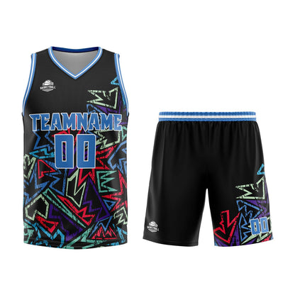 Benutzerdefinierter Blau Basketball Jersey Uniform Anzug gedruckt Ihr Logo Name Nummer