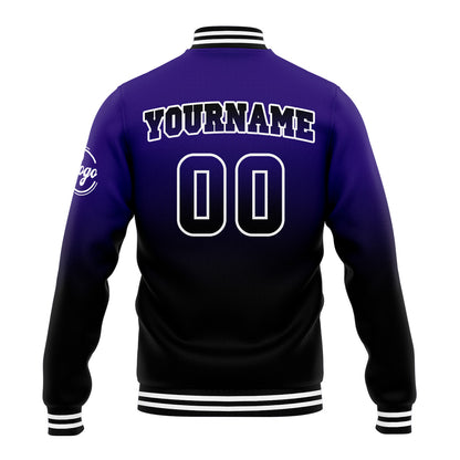 Benutzerdefinierte Verlauf Varsity-Jacke. Letterman-Jacke Lila Schwarz