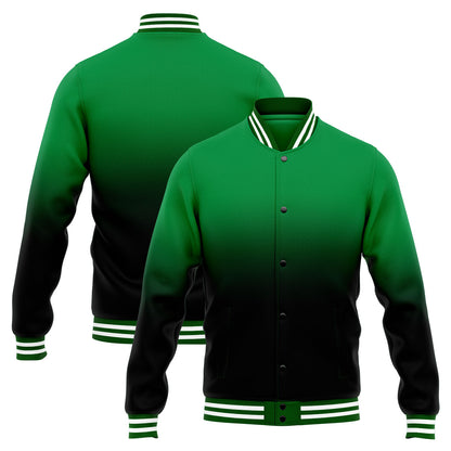 Benutzerdefinierte Verlauf Varsity-Jacke. Letterman-Jacke Grün Schwarz