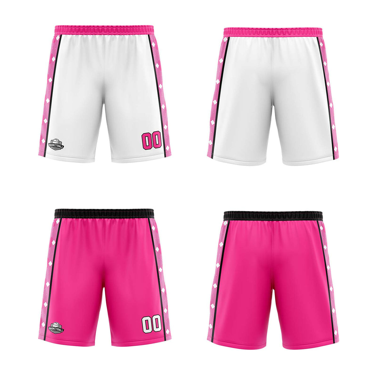 Benutzerdefinierte Weiß Rosa Reversible Basketball Jersey Personalisierte Print Name Nummer Logo