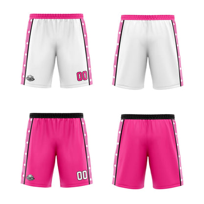 Benutzerdefinierte Weiß Rosa Reversible Basketball Jersey Personalisierte Print Name Nummer Logo