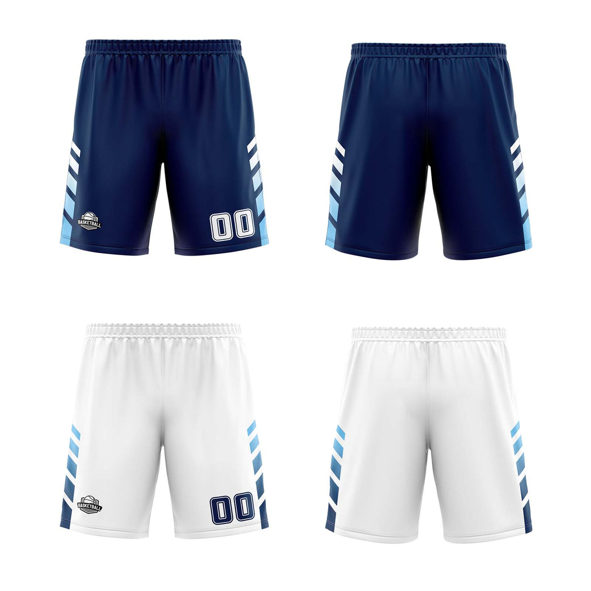 Benutzerdefinierte Marineblau Weiß Hellblau Reversible Basketball Jersey Personalisierte Print Name Nummer Logo