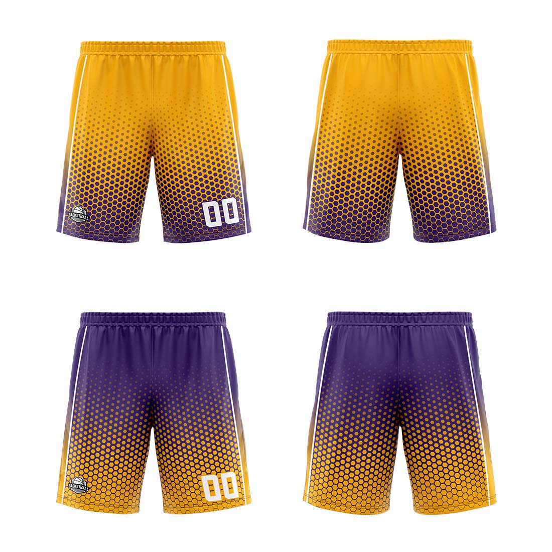 Benutzerdefinierte Gelb Lila Weiß Reversible Basketball Jersey Personalisierte Print Name Nummer Logo