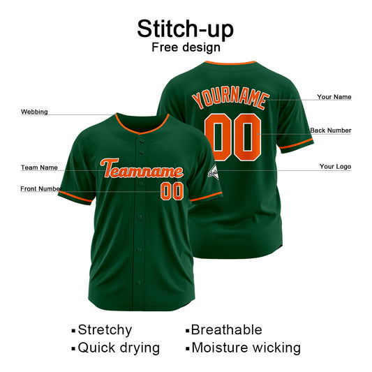 Benutzerdefinierte Authentisch Baseball-Trikot Dunkelgrün-Orange