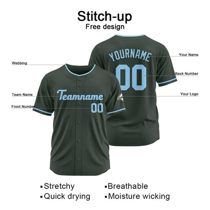 Benutzerdefinierte Authentisch Baseball-Trikot Dunkelgrau-Hellblau