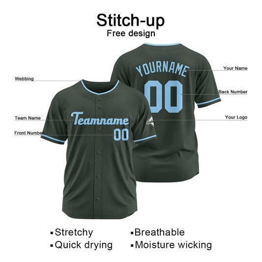 Benutzerdefinierte Authentisch Baseball-Trikot Dunkelgrau-Hellblau