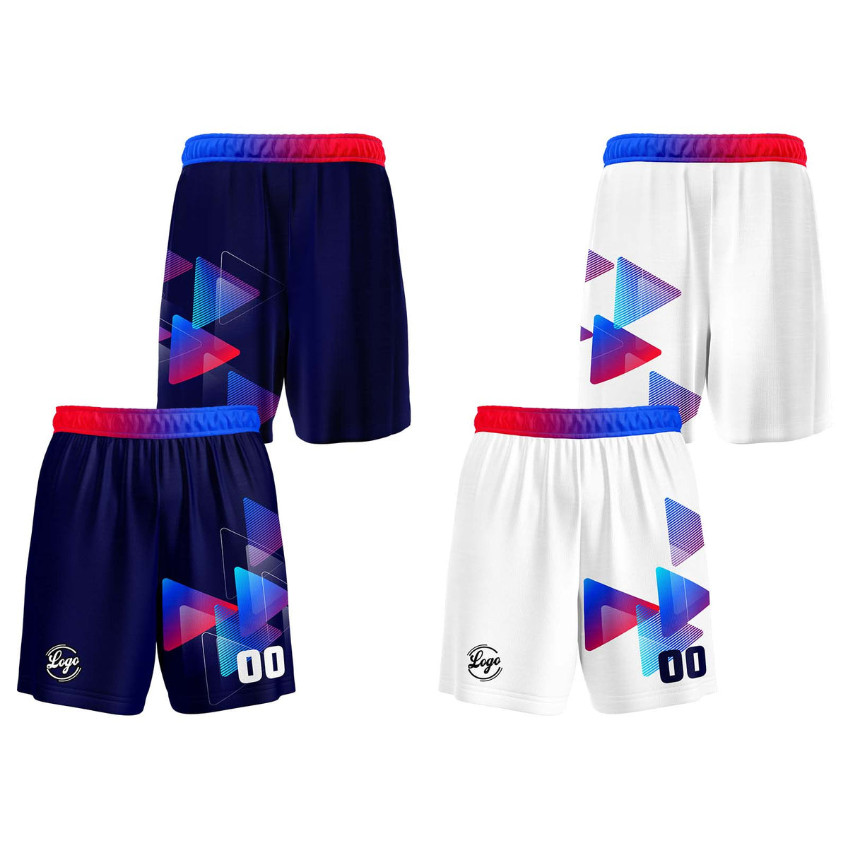 Benutzerdefinierte Marine Rot Blau Reversible Basketball Jersey Personalisierte Print Name Nummer Logo