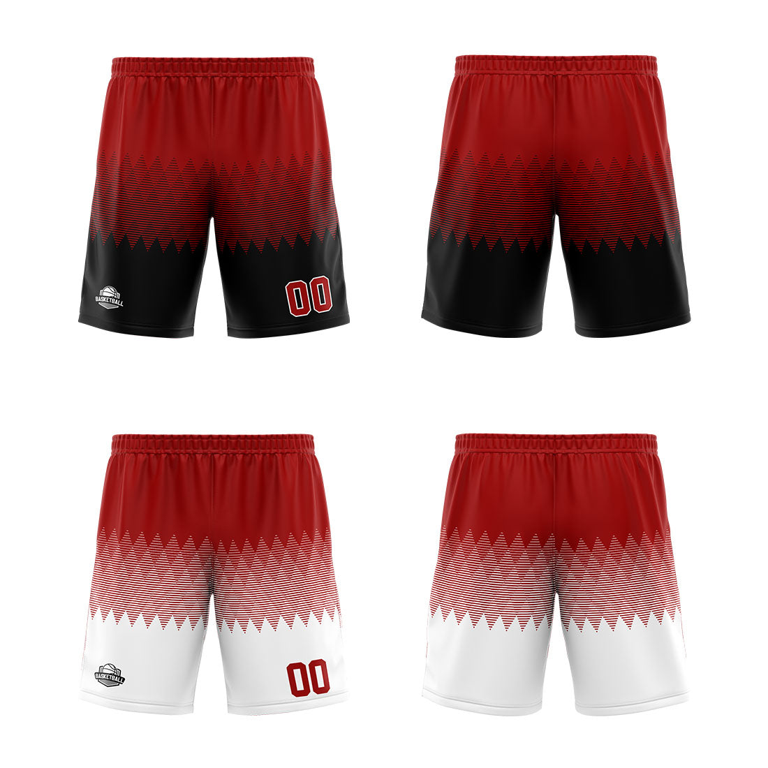 Benutzerdefinierte Reversible Basketball Jersey Personalisierte Print Name Nummer Logo Rot-Schwarz