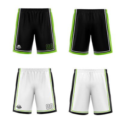 Benutzerdefinierte Schwarz Weiß Neon Grün Reversible Basketball Jersey Personalisierte Print Name Nummer Logo