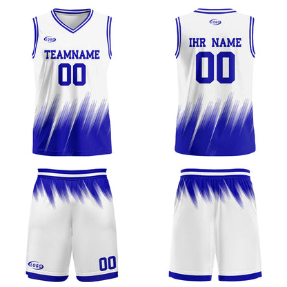 Benutzerdefinierter Weiß Blau Basketball Jersey Uniform Anzug gedruckt Ihr Logo Name Nummer