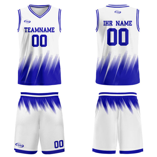 Benutzerdefinierter Weiß Blau Basketball Jersey Uniform Anzug gedruckt Ihr Logo Name Nummer