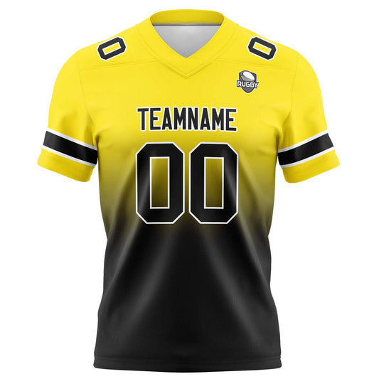 Benutzerdefinierte Gelb & Schwarz Gradient Fußball Trikots Personalisierter Name Nummer Logo